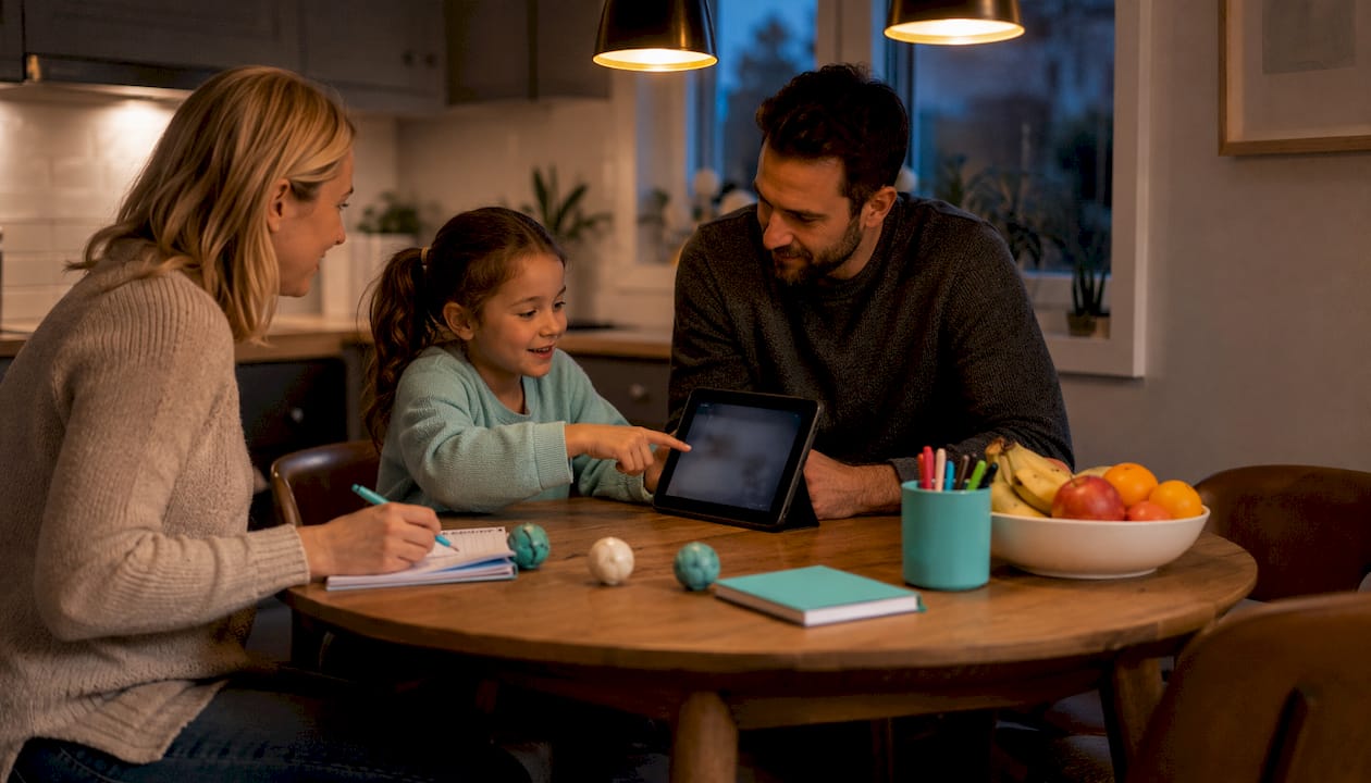 Hands adding items to shared family gift list