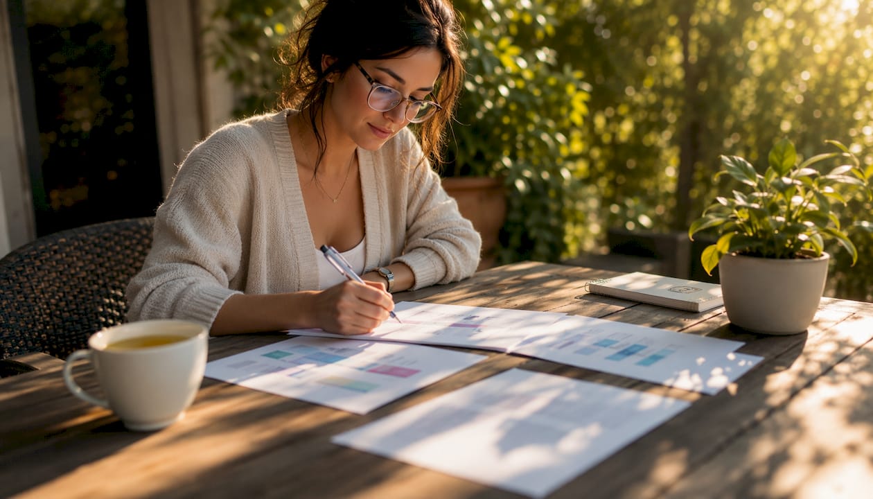 Woman planning Secret Santa gift list