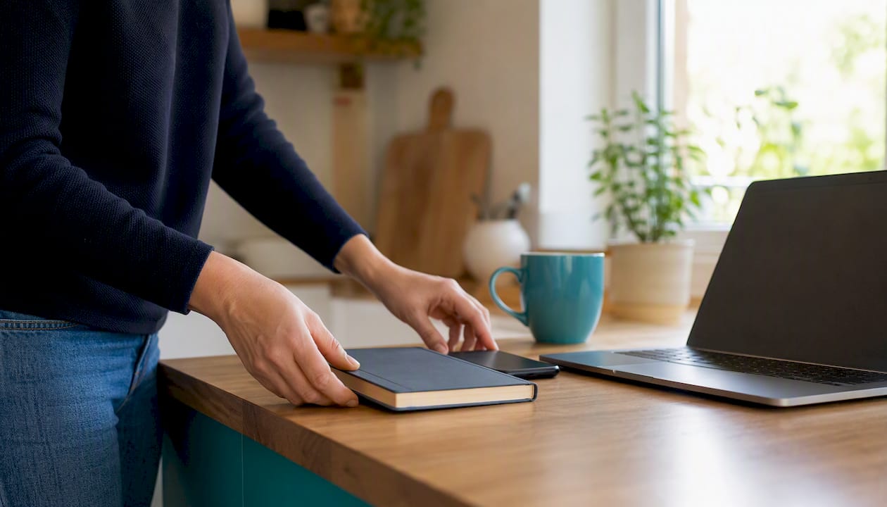 Hands at laptop organizing wishlist