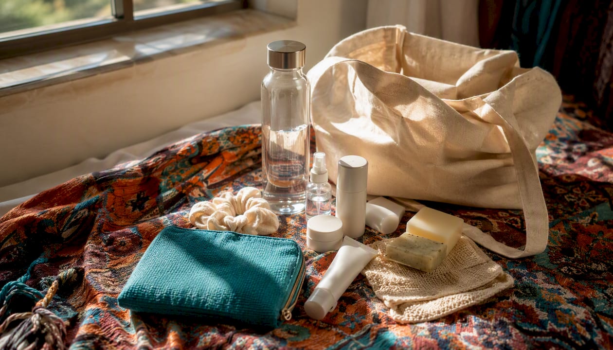 Assorted travel-friendly hen party gift bag items