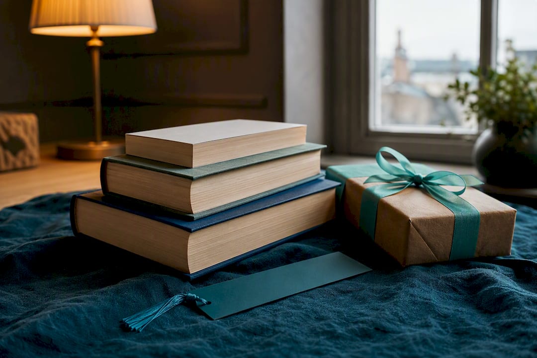 Curated books arranged as thoughtful gifts