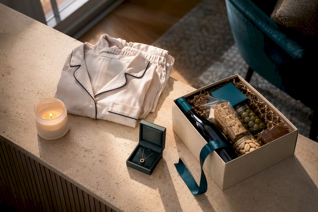 Curated gifts for mum on console