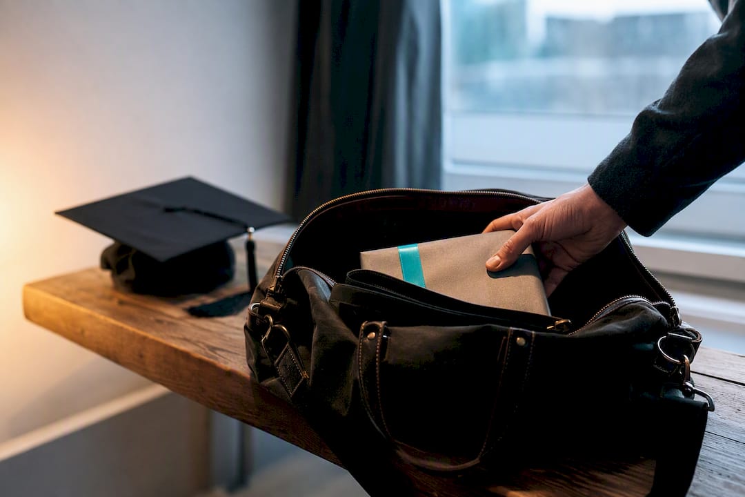 Compact graduation gift packed for travel