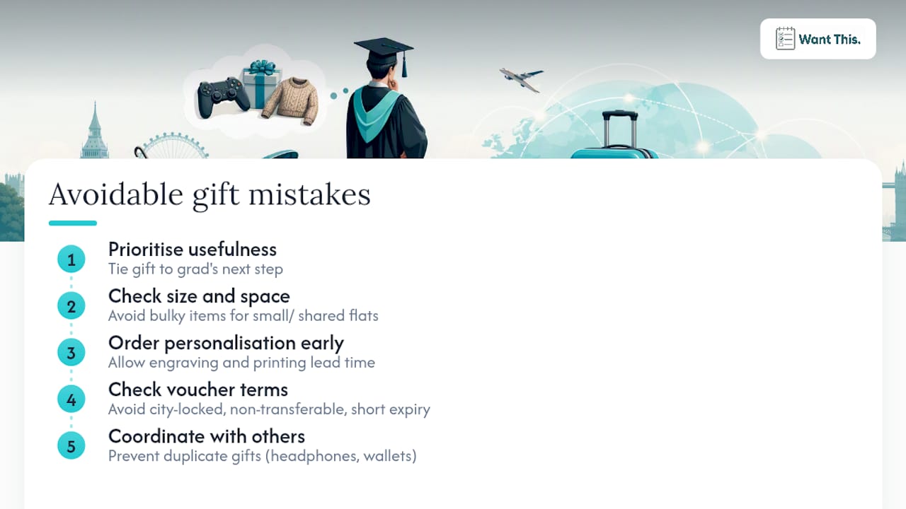 Five common graduation gift buying mistakes