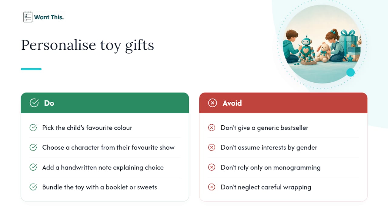 How to personalise a toy gift so it feels special — overview diagram