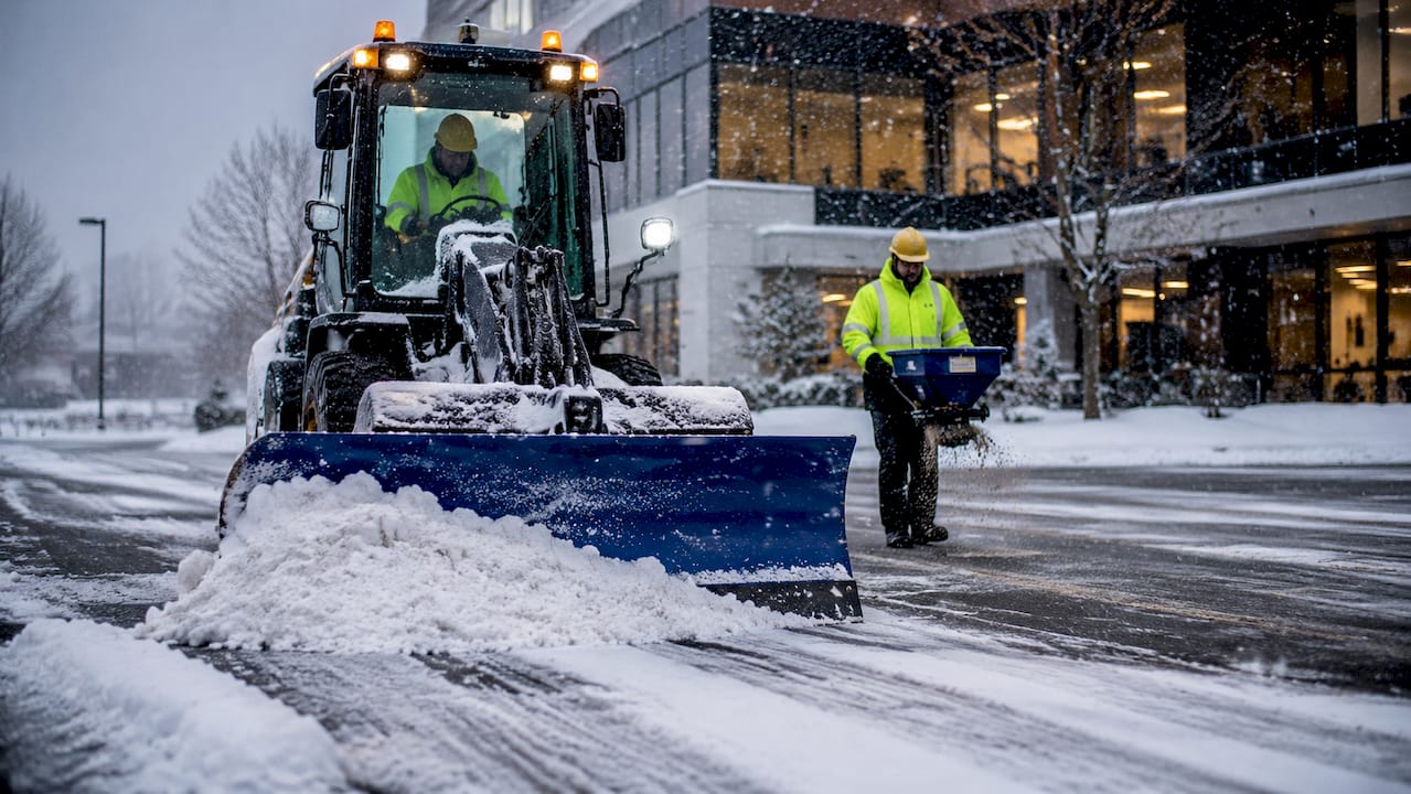 Snow removal crew working during snowstorm