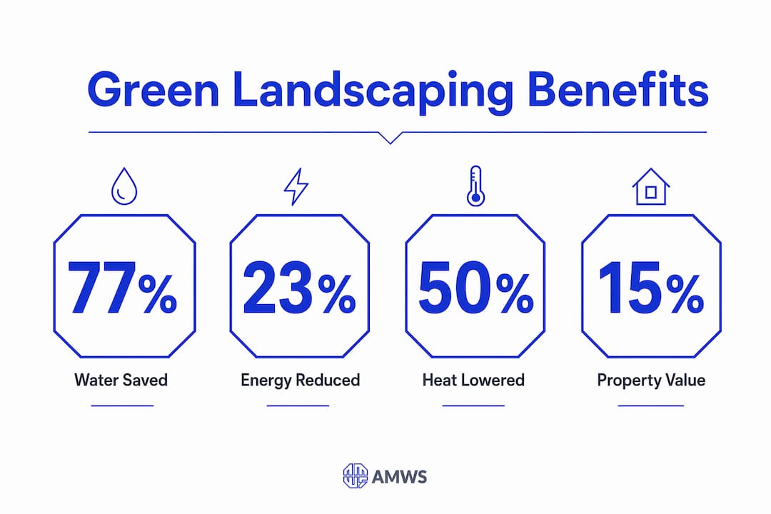 Infographic showing green landscaping benefits statistics