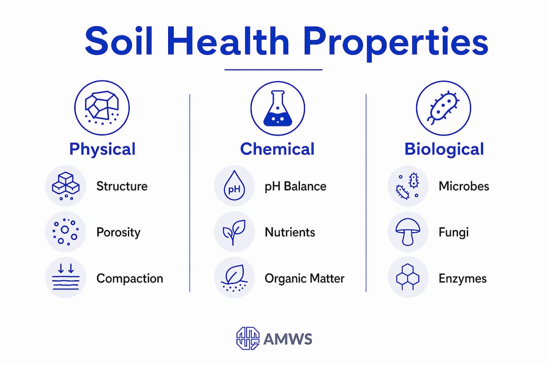 Infographic comparing soil health properties