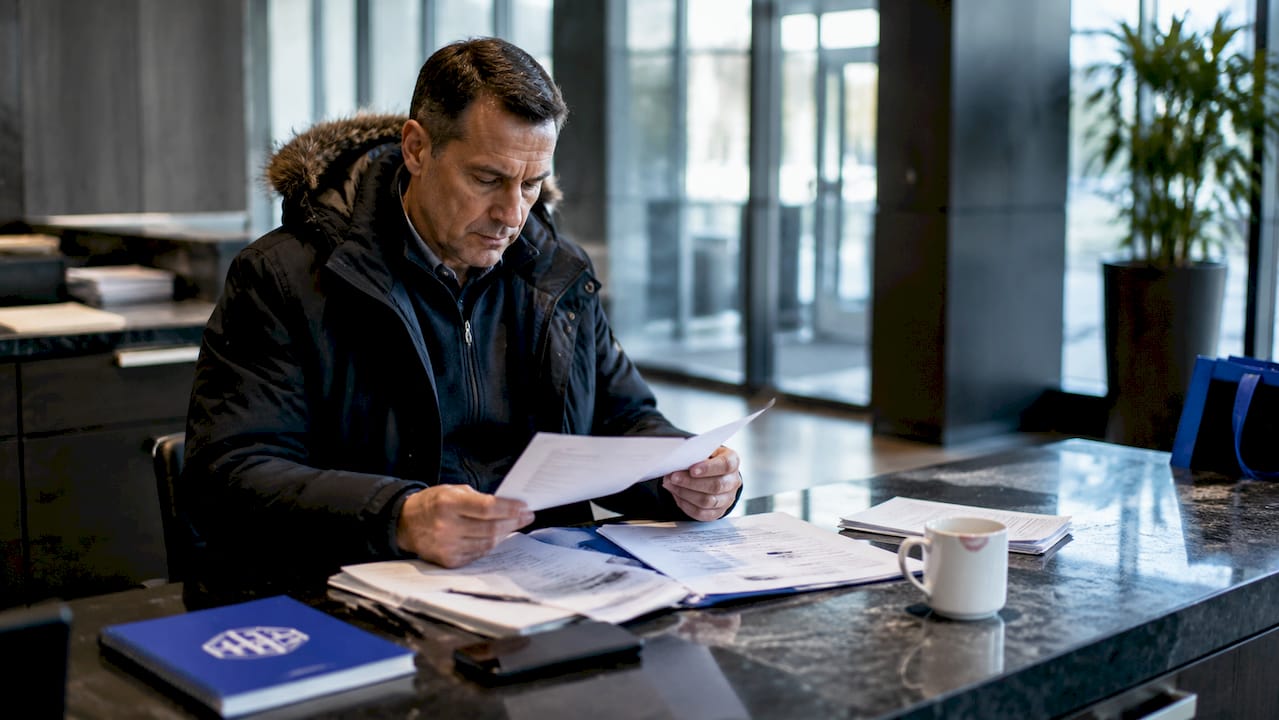 Property manager reviewing snow removal contract