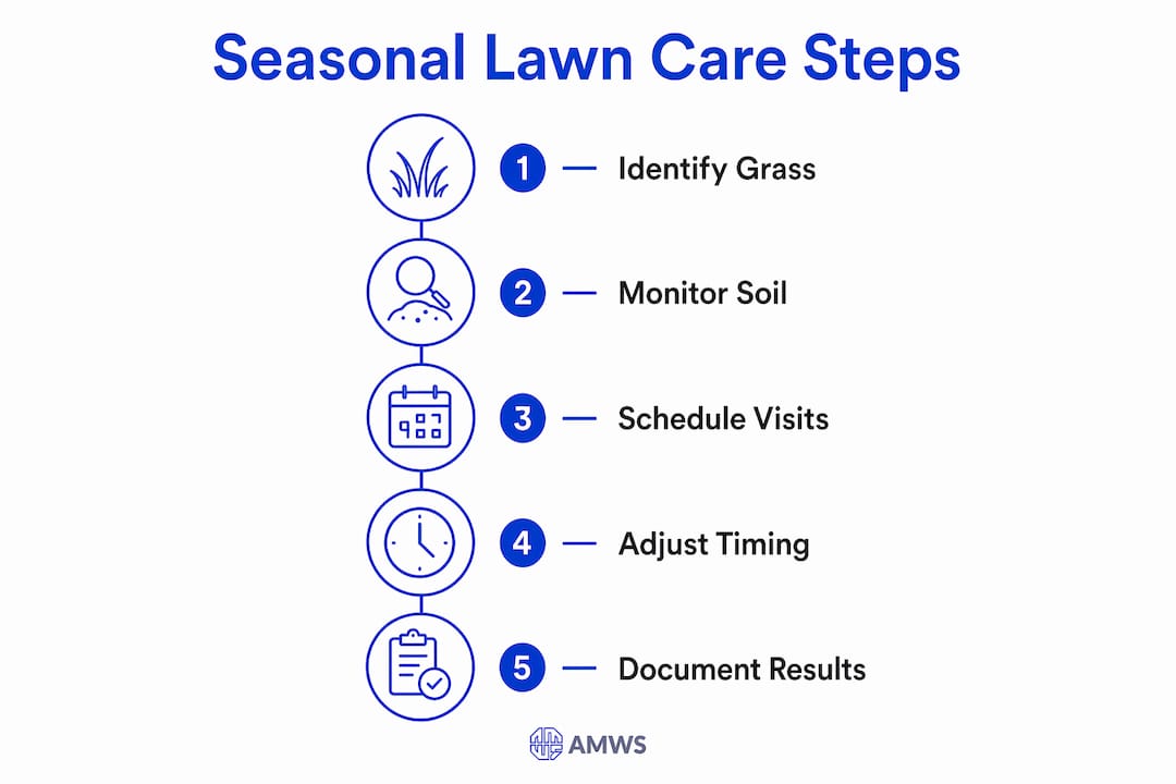 Infographic showing lawn care seasonal steps