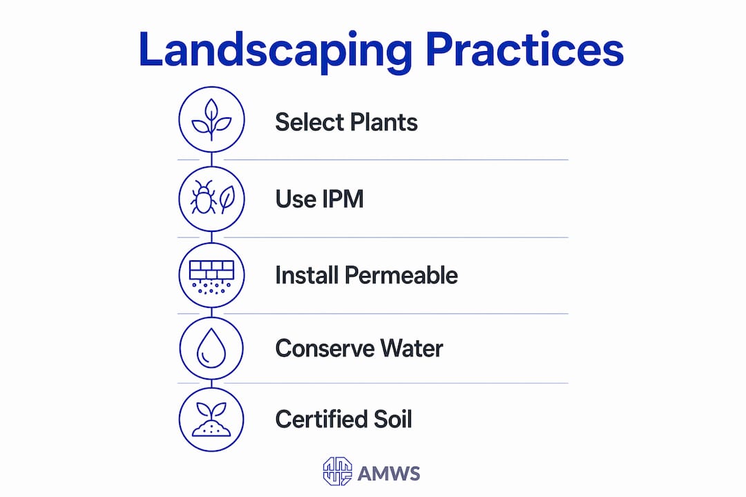 Infographic showing sustainable landscaping key steps
