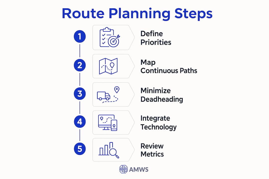 Infographic showing five key snow plow route planning steps