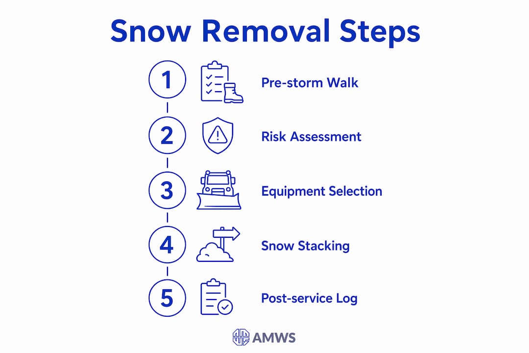 Infographic showing key snow removal strategy steps