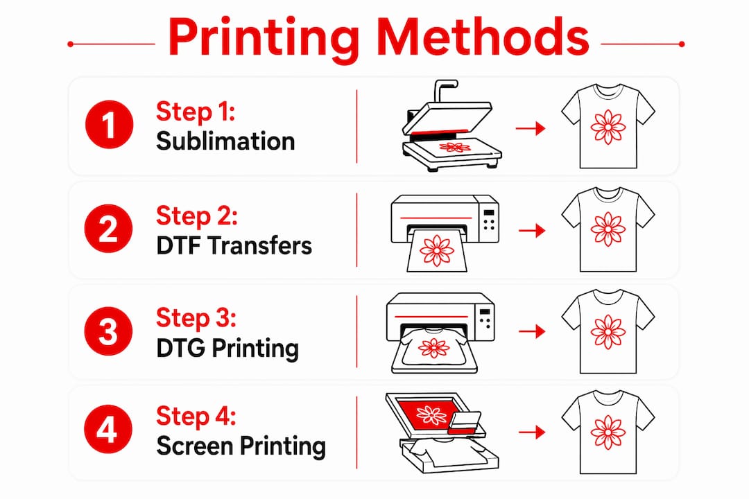 Infographic illustrating main text printing methods