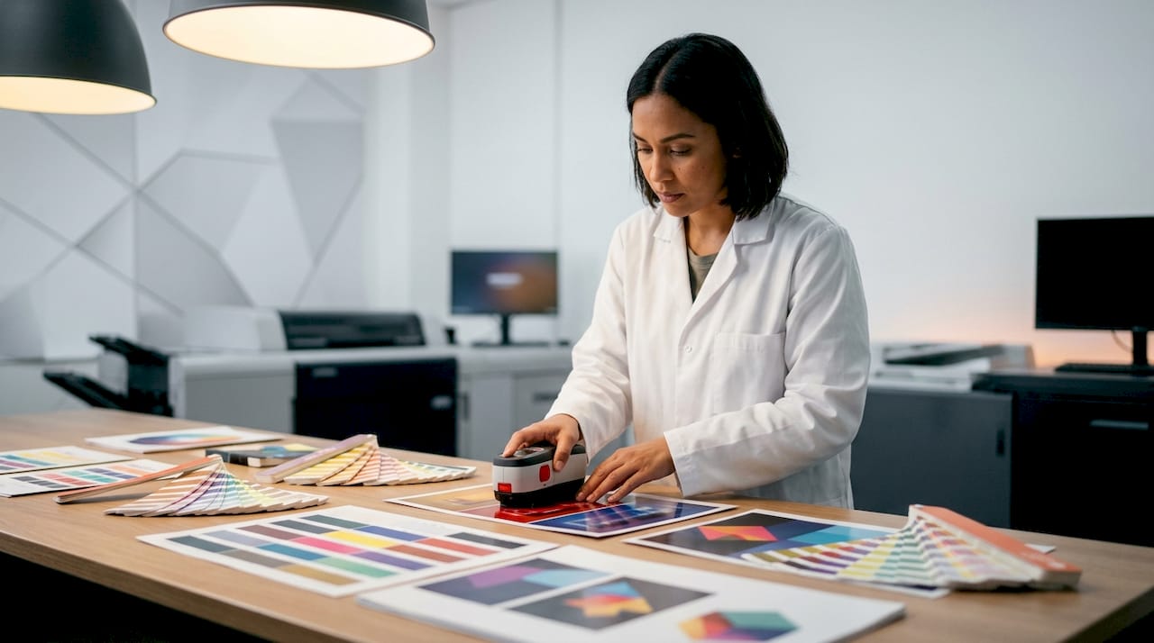 Inspector using spectrophotometer on printed packaging