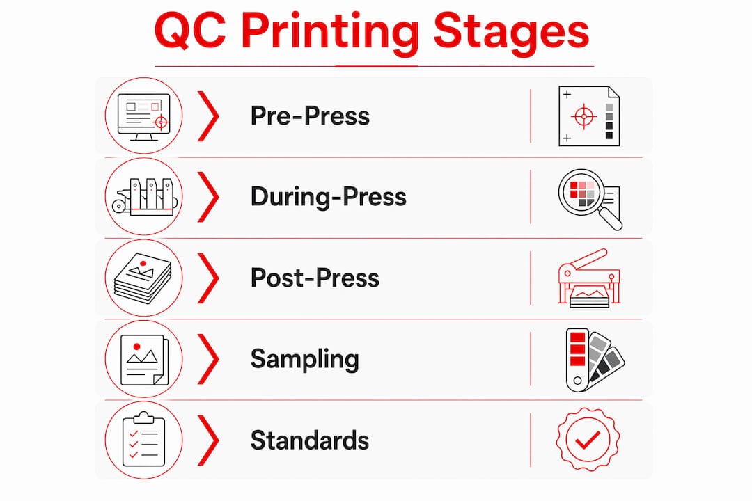 Infographic showing stages of quality control printing