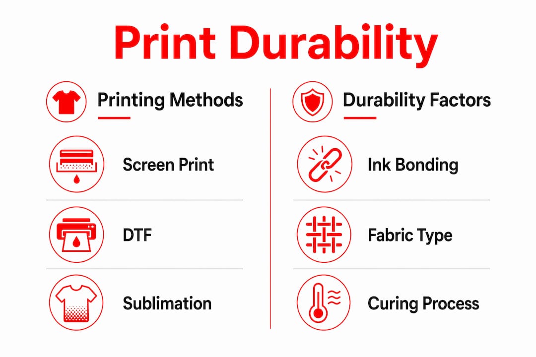 Infographic comparing printing methods and durability factors