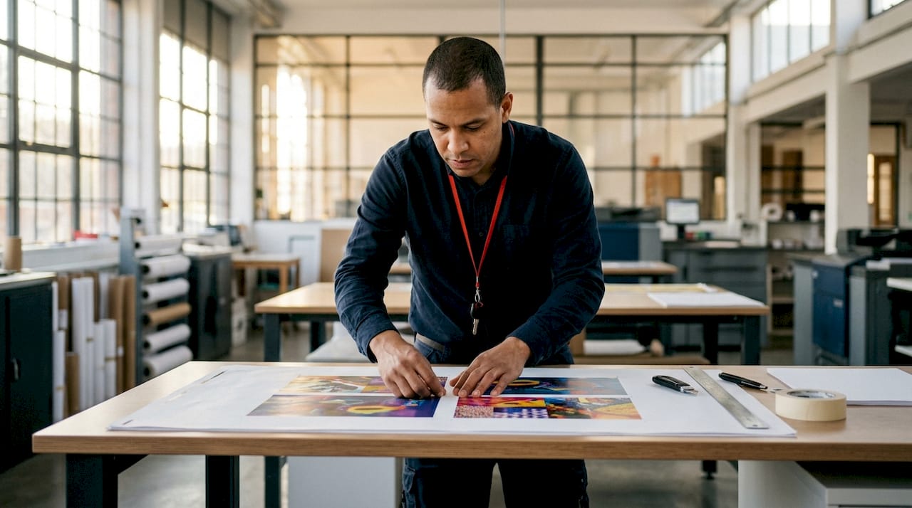 Hands spacing printed designs on gang sheet
