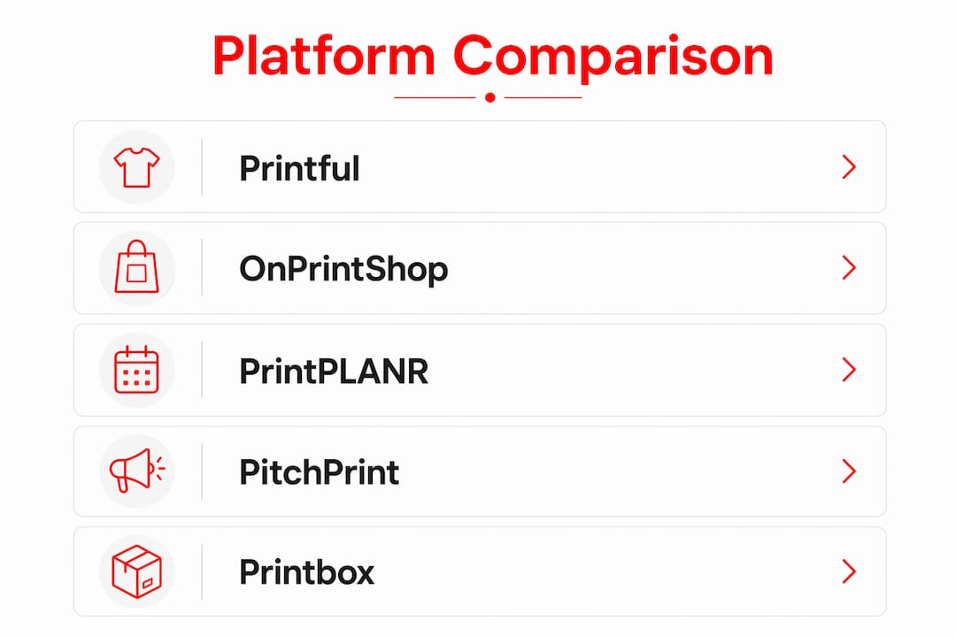 Infographic showing ranked custom apparel platforms