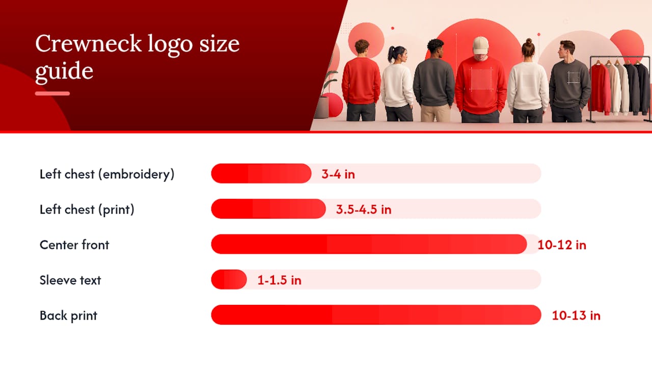 Design dos and don'ts for a professional branded crewneck — overview diagram