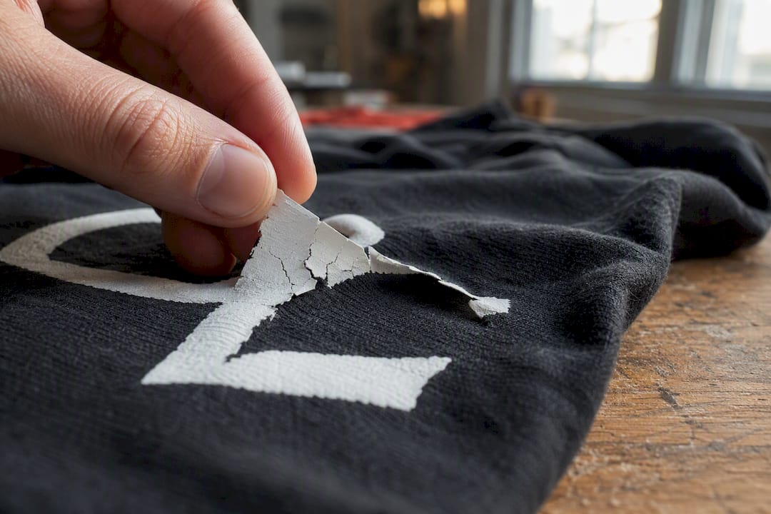 Close-up of cold peel transfer edge lifting