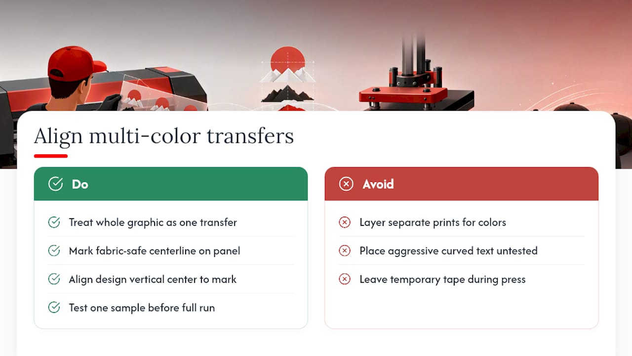 Aligning Multi-Color Designs on a Curved Cap Front — overview diagram
