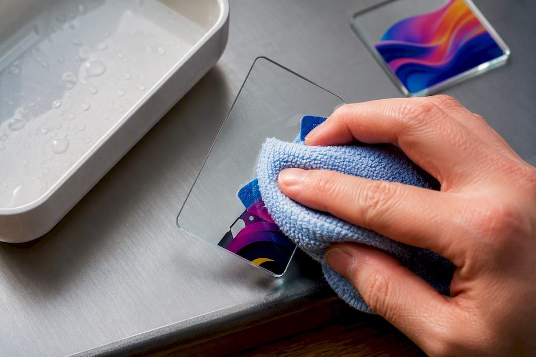 Wet-rub test checking decal adhesion