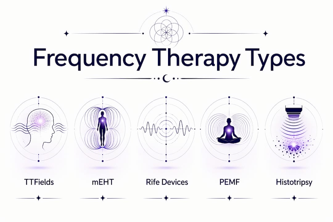 Infographic displaying hierarchy of frequency therapy types