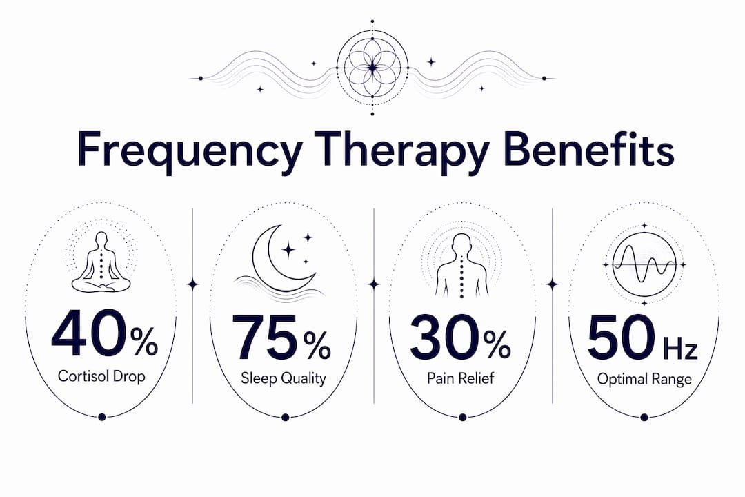 Infographic showing key resonant frequency therapy health statistics