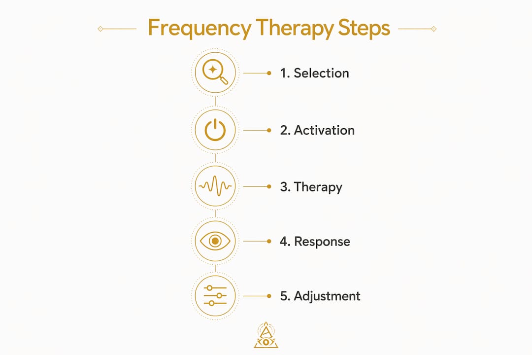 Infographic showing stepwise process of frequency therapy