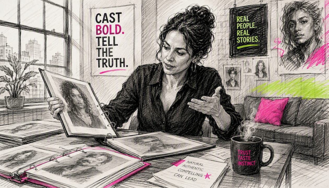 Casting director reviewing actor portfolios