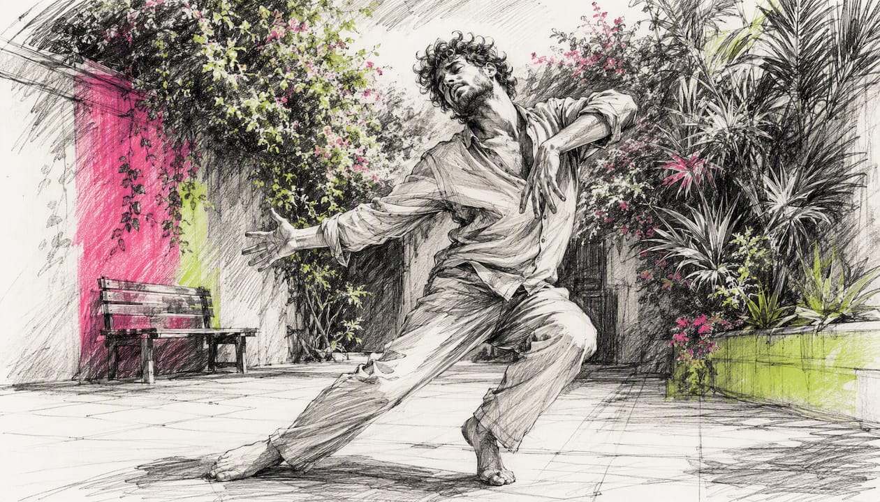 Actor improvising physicality with gestures
