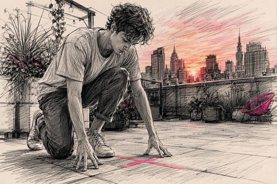Actor performing pre-take check on set