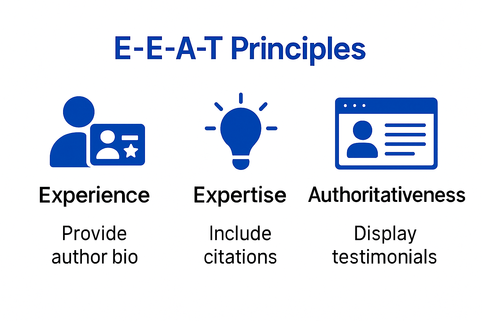 Infographic showing E-E-A-T principles for SEO content