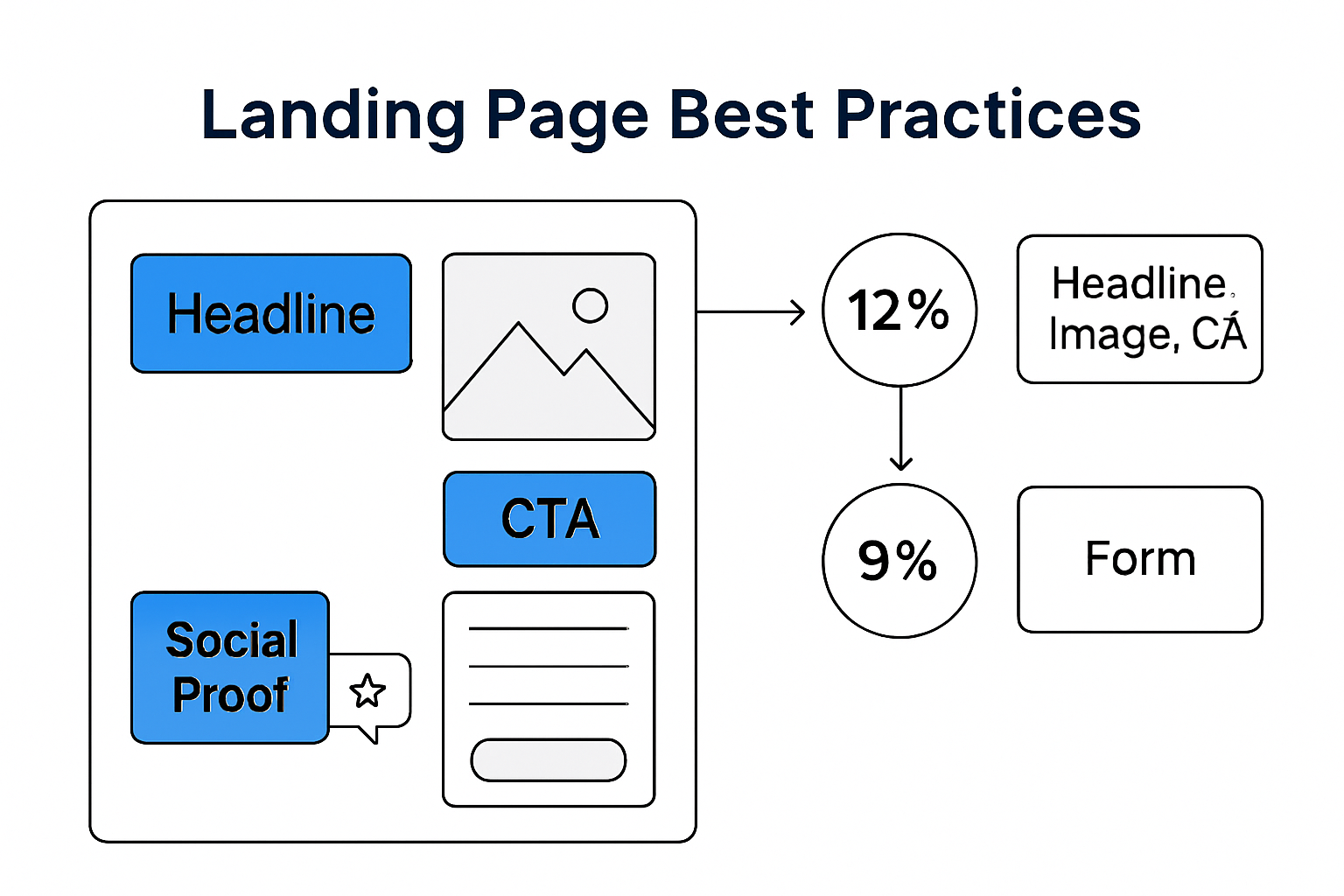 Infographic diagram of key landing page conversion elements