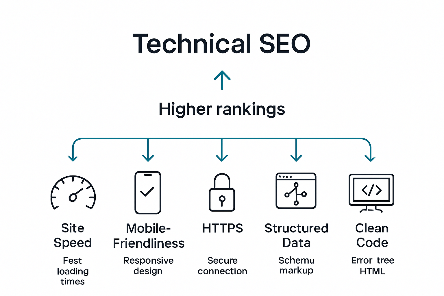 Infographic with top technical SEO ranking signals