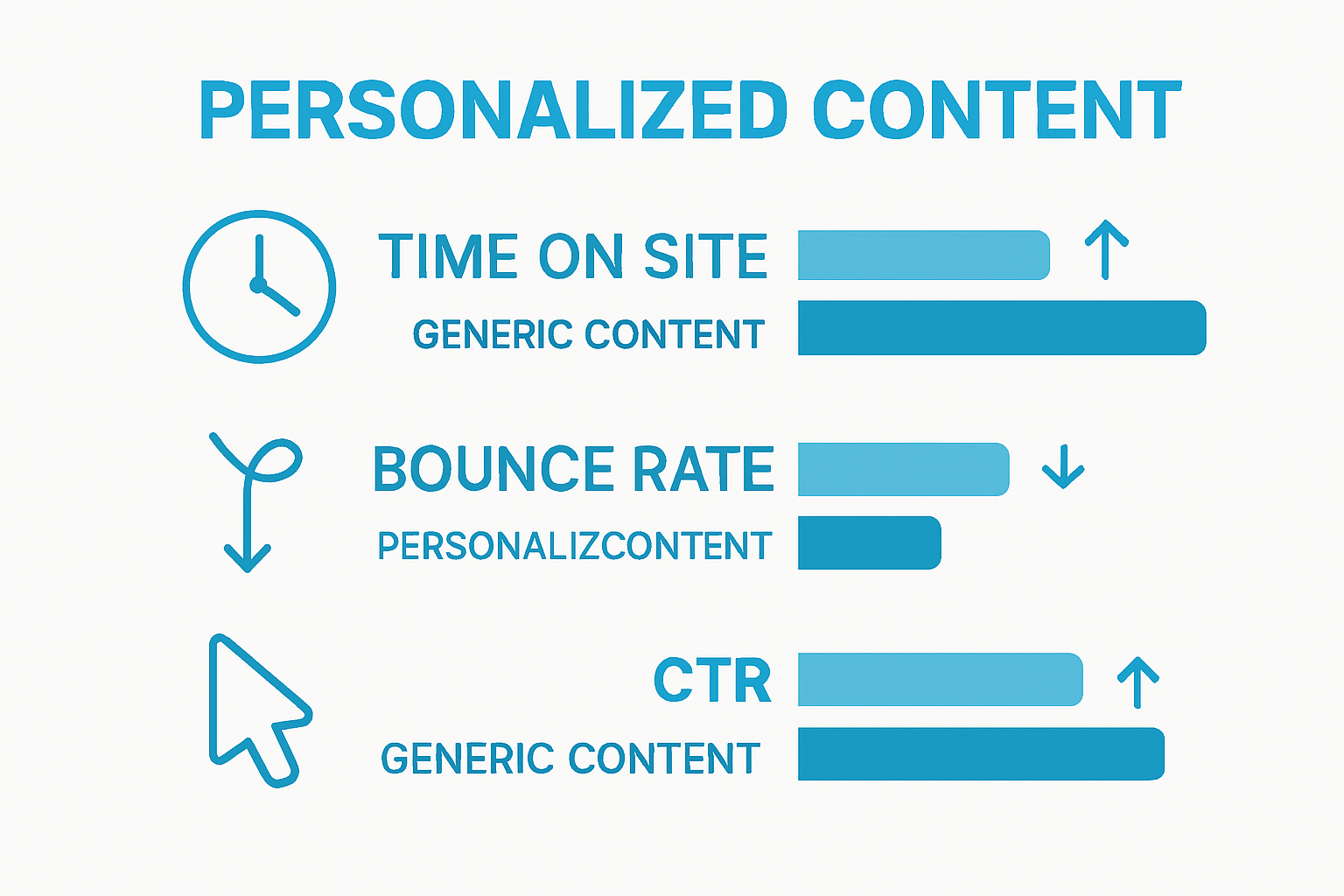 Infographic comparing user engagement metrics for generic vs personalized web content