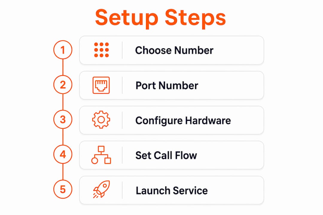 Infographic illustrating business phone setup steps