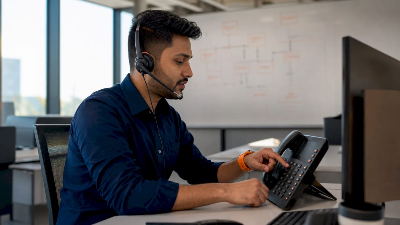 Agent operating call routing phone system