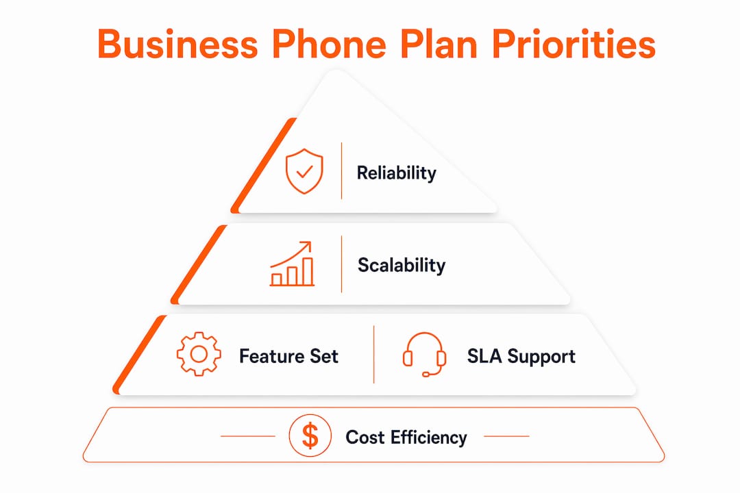 Infographic illustrating priorities for business phone plans