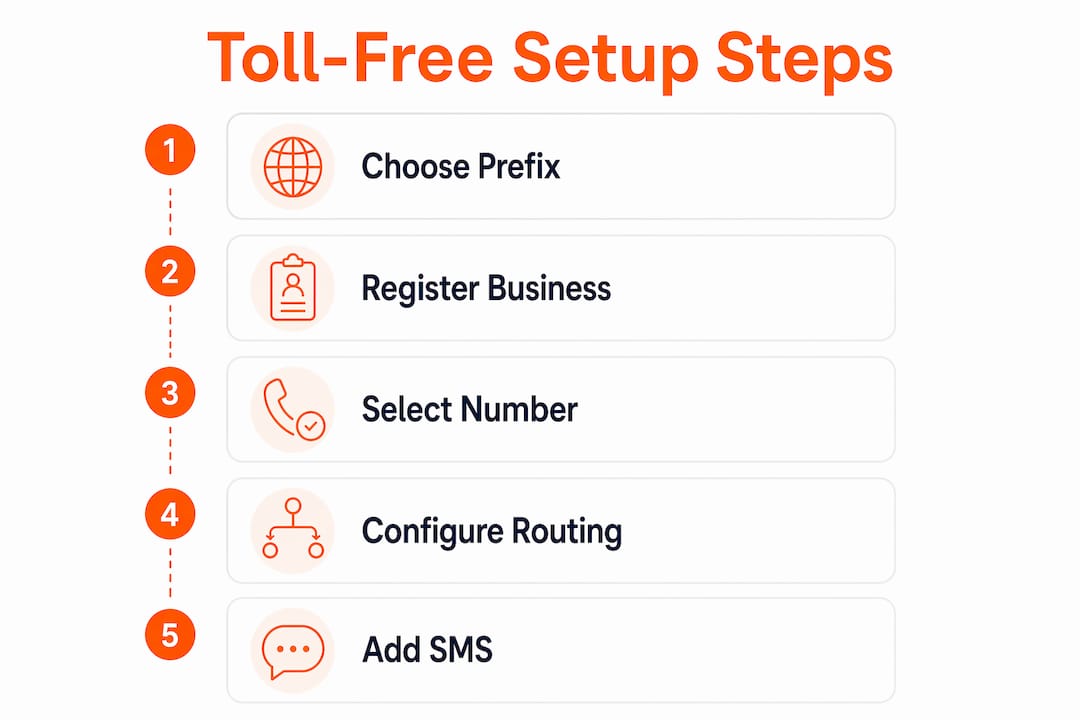 Infographic showing step-by-step toll-free setup