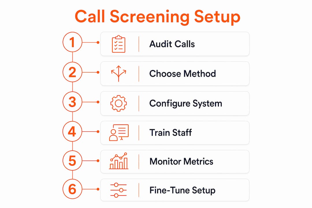 Infographic showing call screening setup steps