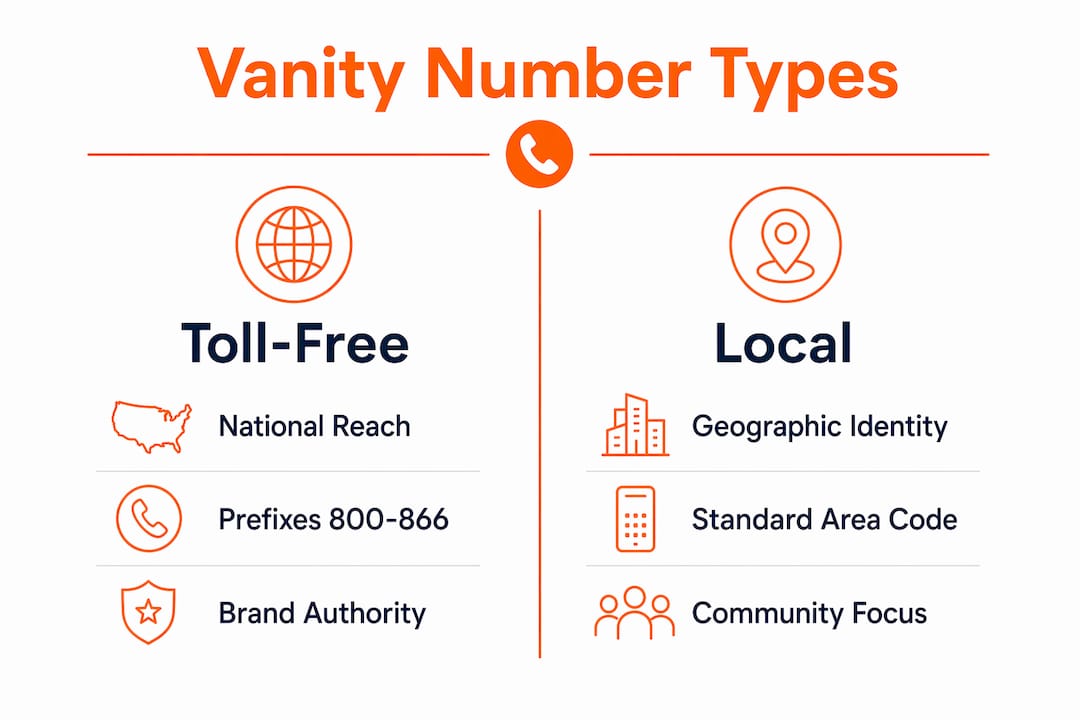 Infographic comparing toll-free and local vanity numbers