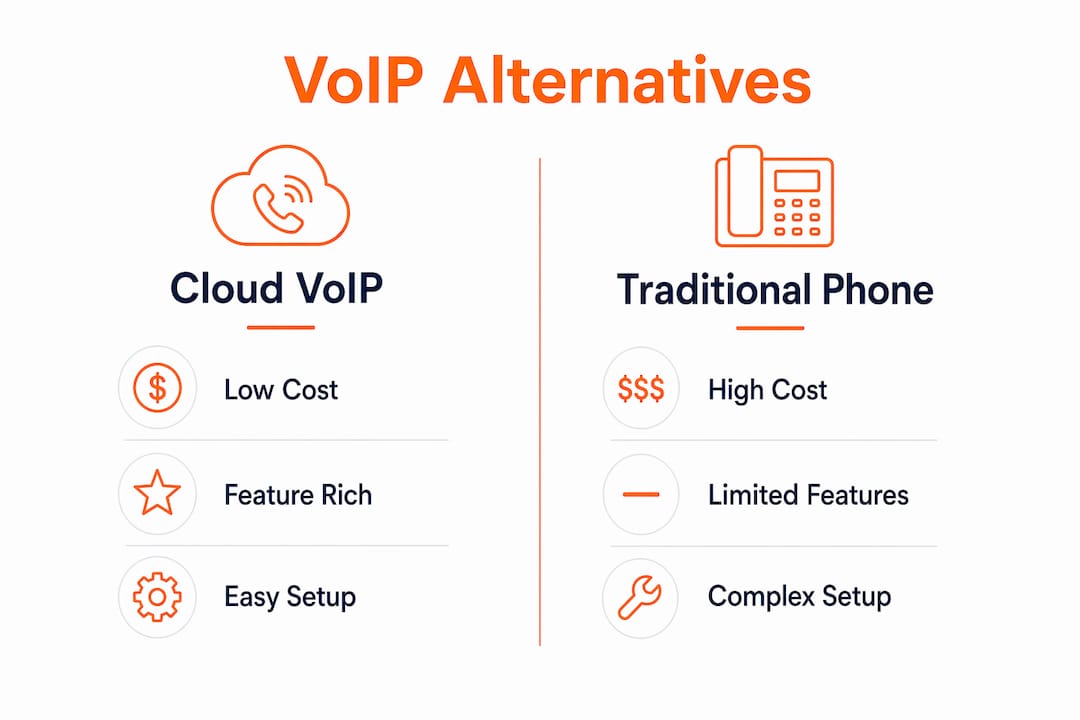Infographic comparing VoIP and traditional phone systems