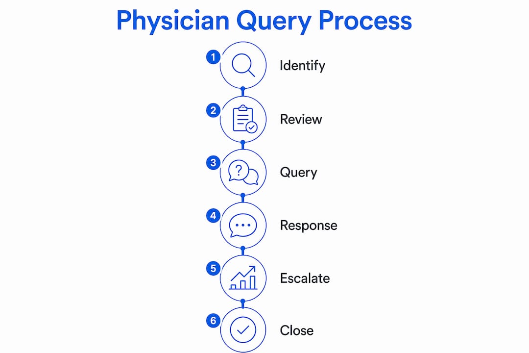 Infographic detailing physician query process stages