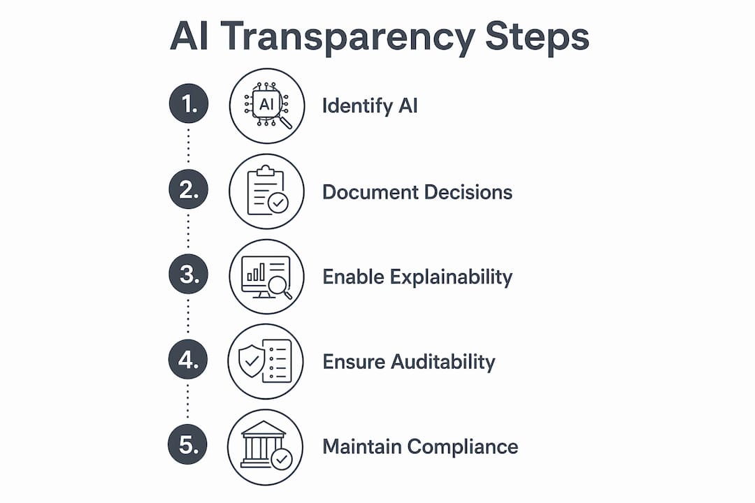 Infographic illustrating AI transparency steps