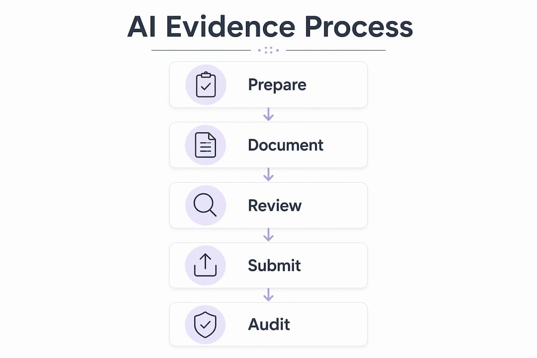 Infographic illustrating AI evidence submission steps