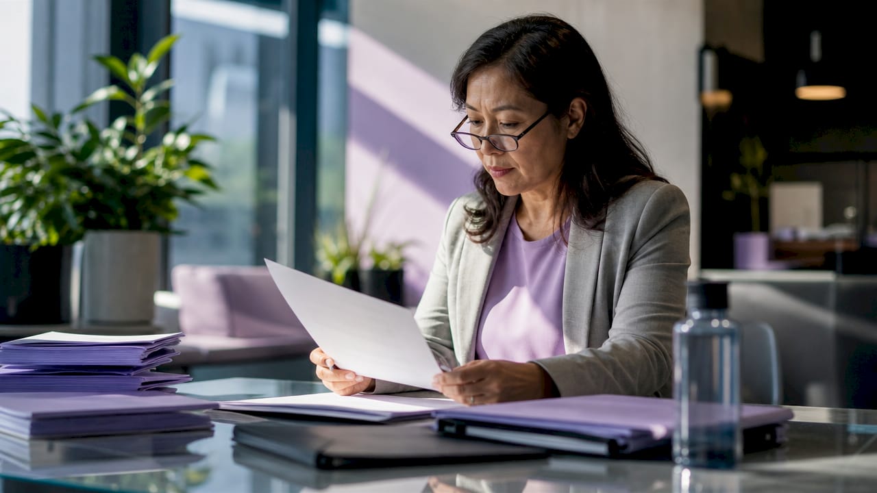 Compliance officer reviewing AI regulation documents