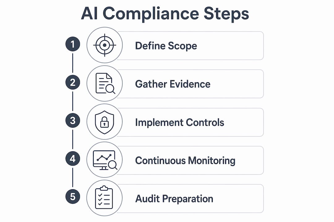 Infographic showing AI regulatory compliance process steps