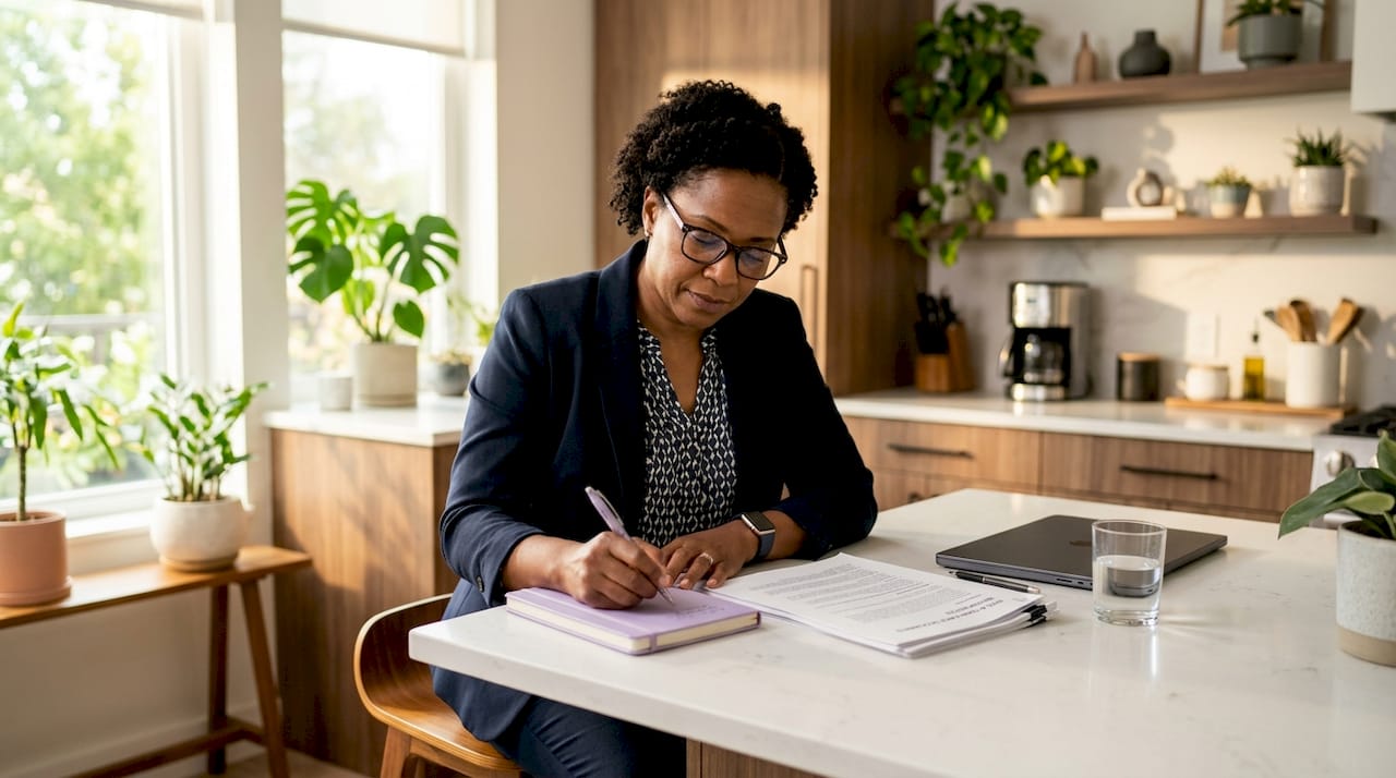 Woman reviewing SYSC AI compliance documents
